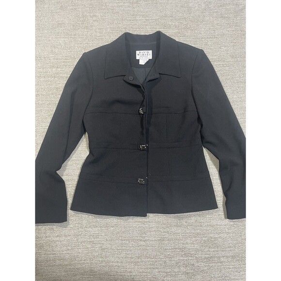 David Warren Blazer Women’s 2P New York Black Short Jacket Sleeve Collared - Picture 1 of 15